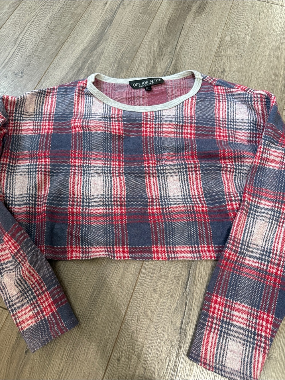 Topshop cropped plaid sweater 2